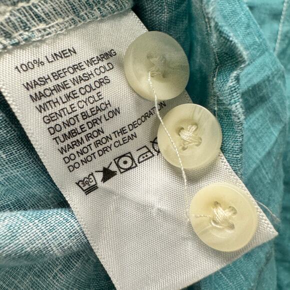 Tommy Bahama Shirt Mens 2XLB Linen Button Up Long Sleeve Teal Blue Coastal - Picture 6 of 7